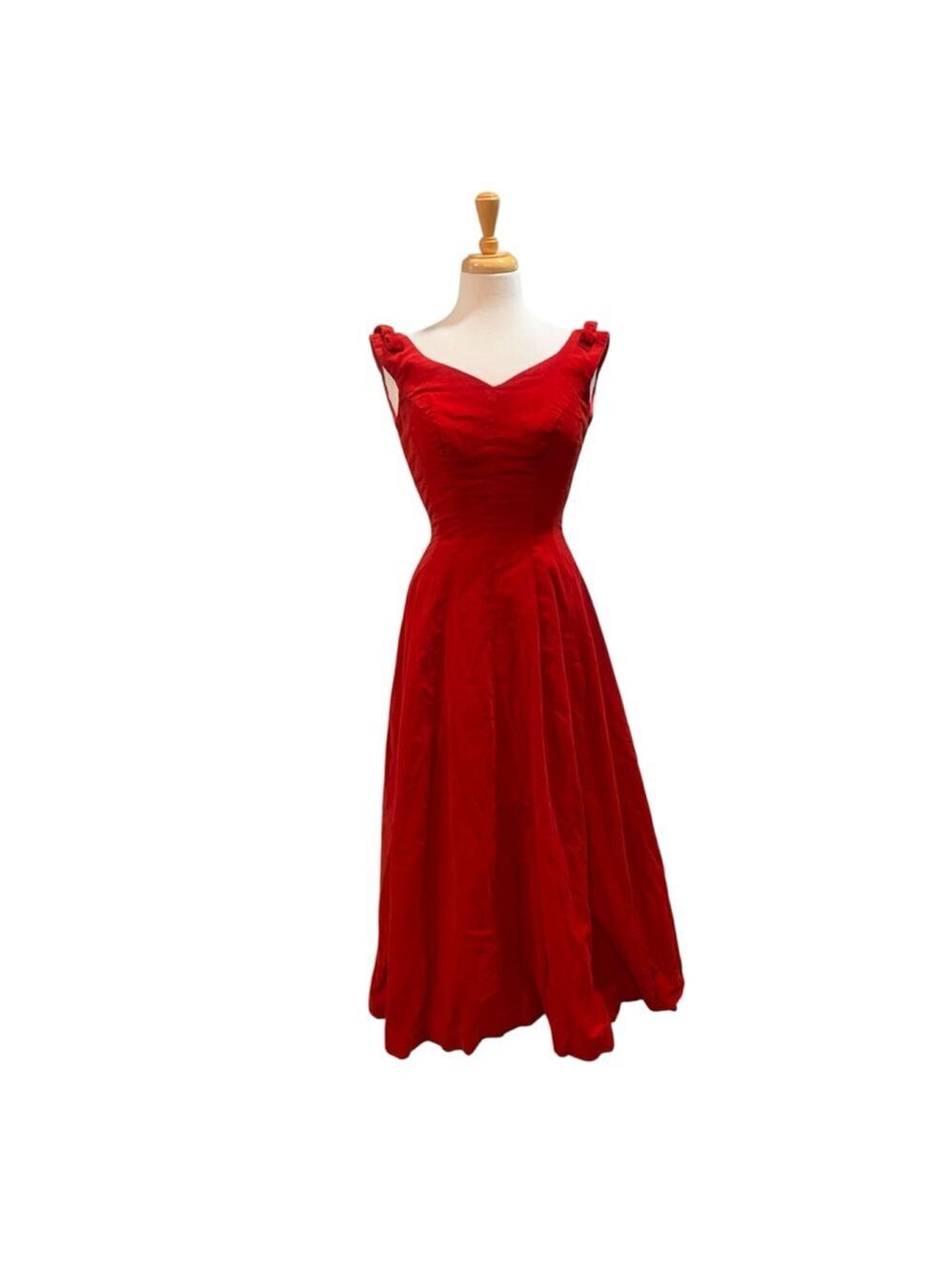 Vntg 50’s Women's Unbranded Red Velvet formal/prom Maxi Dress